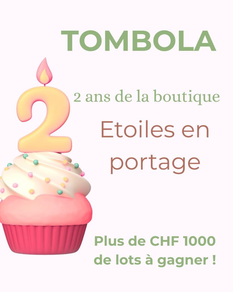 Tickets tombola anniversaire boutique Etoiles en portage 19 et 20 juin 2026