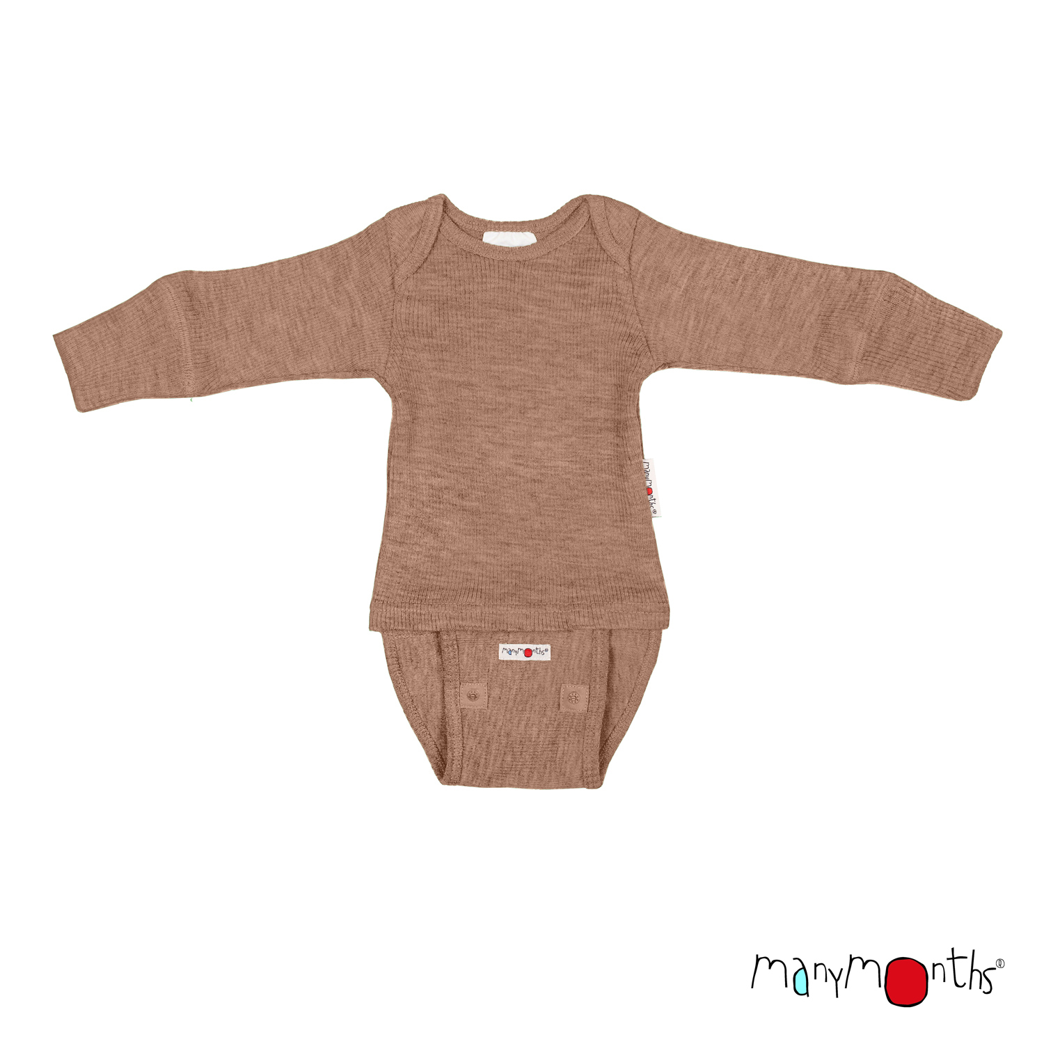 Body/shirt évolutif laine mérinos MANYMONTHS : un vêtement 2 en 1, respirant et pratique, qui accompagne la croissance de bébé et le portage - Etoiles en portage
