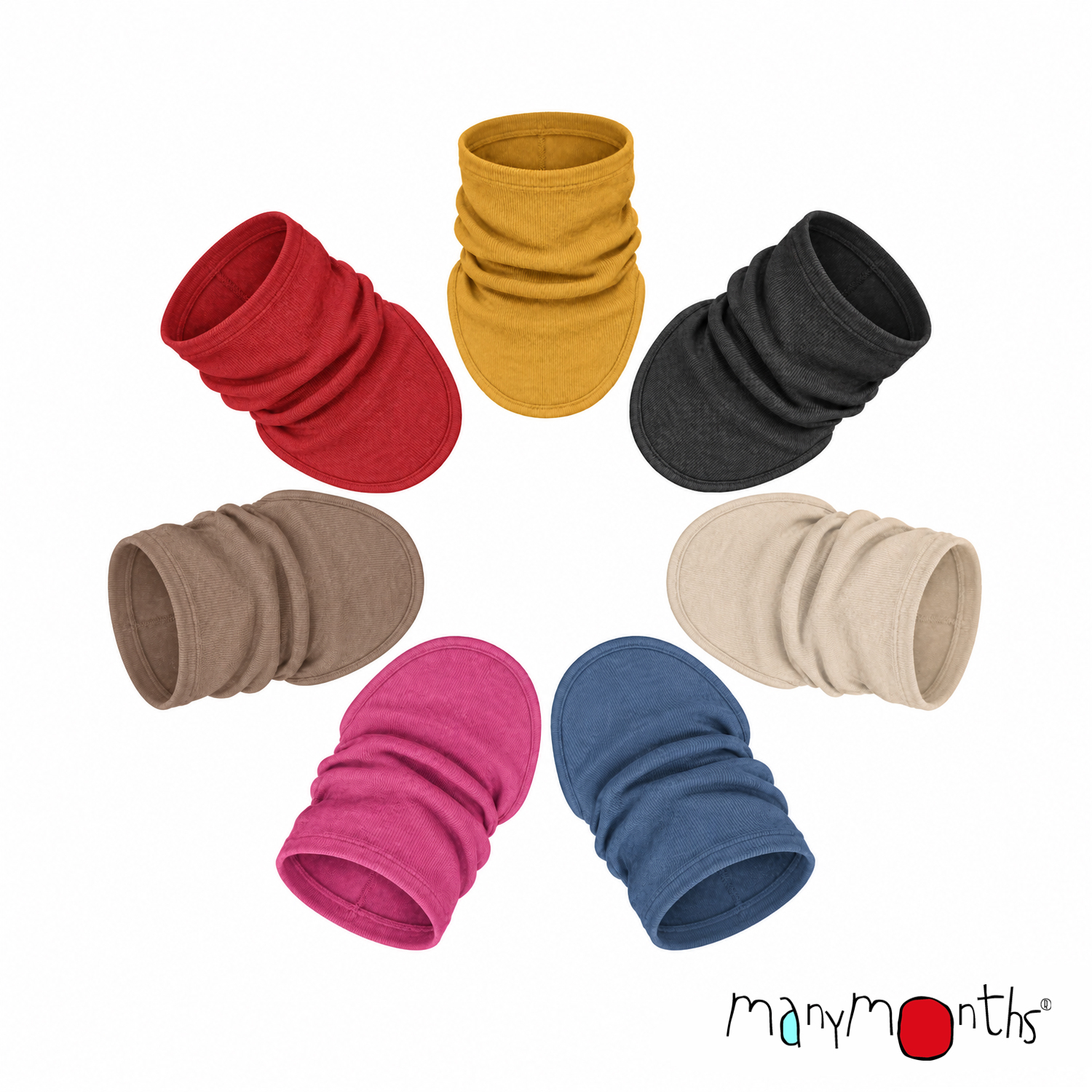Tour de cou enfant laine mérinos MANYMONTHS : un snood doux et extensible qui se porte aussi comme un bonnet. Taille unique de 2 à 10 ans - Etoiles en portage
