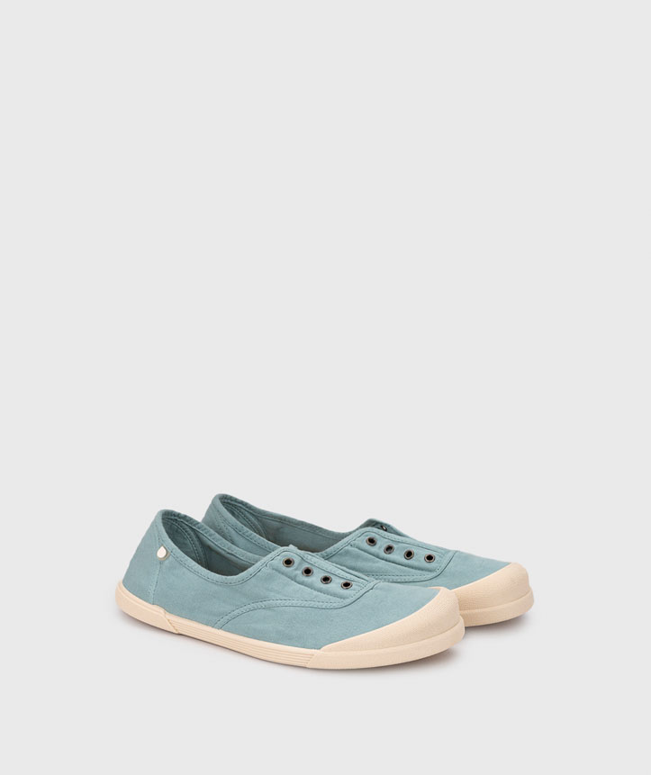Baskets barefoot femme IGOR Lona 5.1 Matcha – toile coton, semelle zéro drop, fabriquées en Espagne