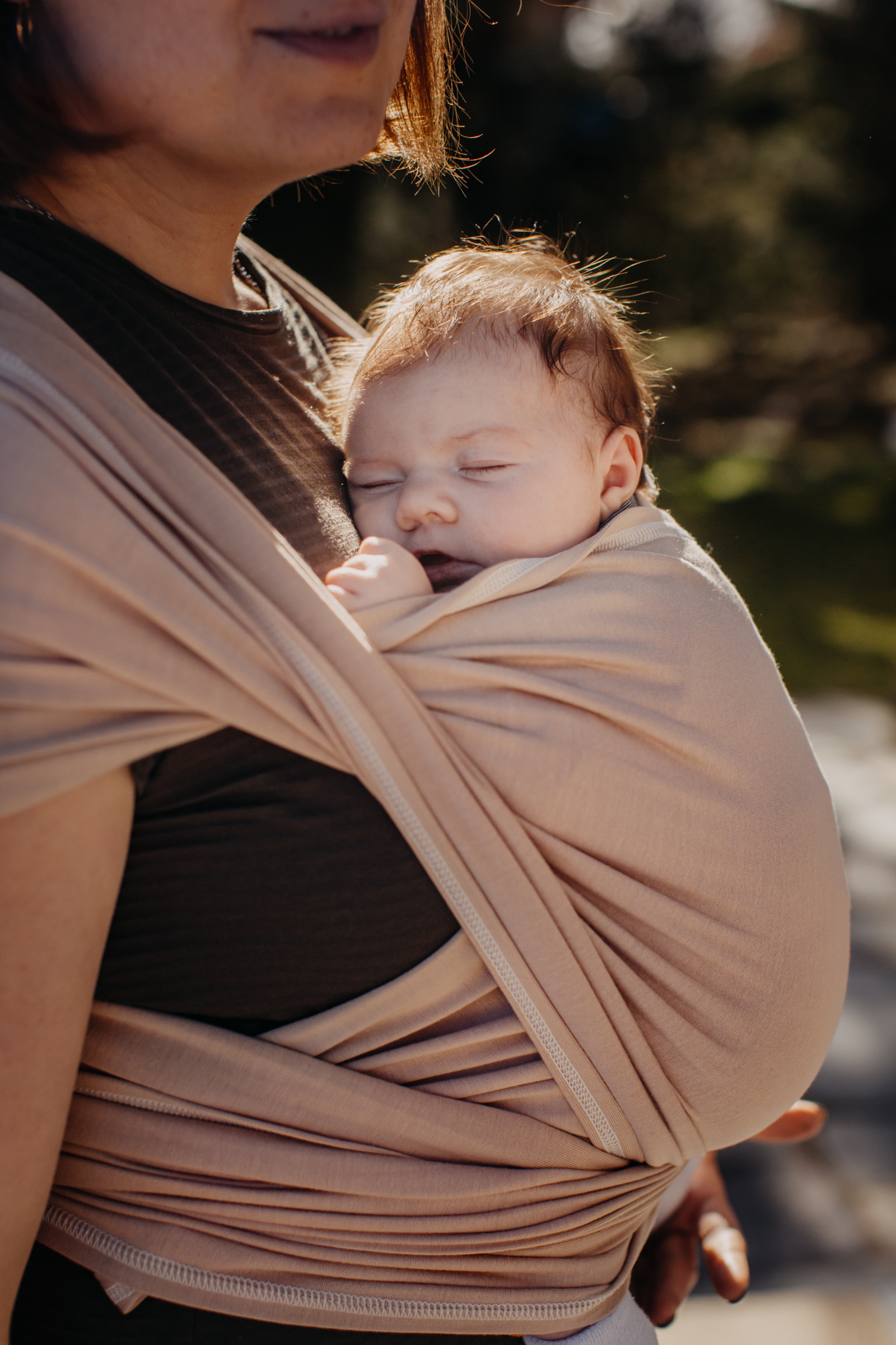 Echarpe tricotée extensible My Cocon Neobulle biscuit, portage physiologique dès la naissance, en bambou, confortable et légère - Etoiles en portage