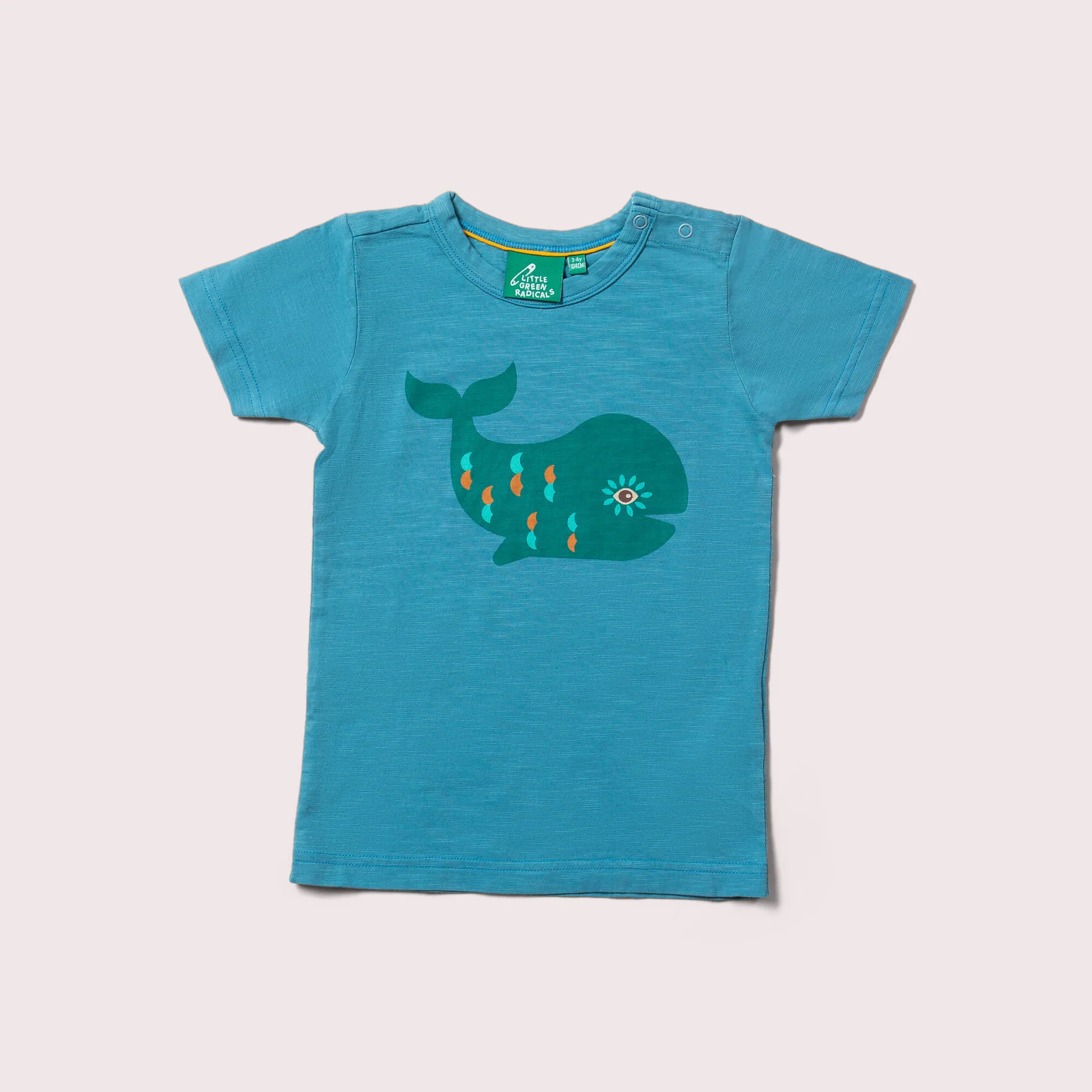 T-shirt coton bio GOTS Little Green Radicals Blue Whale 9 mois à 4 ans - Etoiles en portage