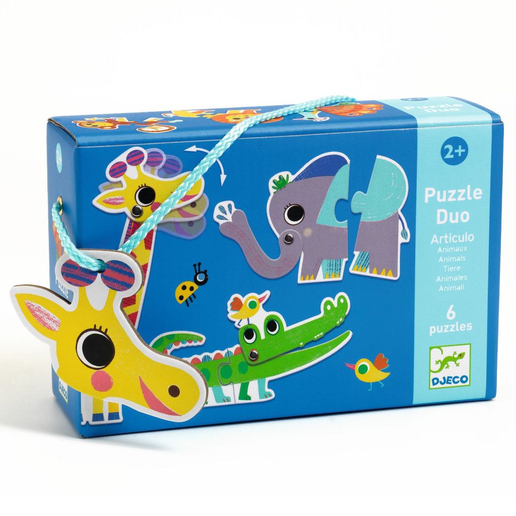 Puzzle Duo Articulo Animaux DJECO, motricité fine et coordination oeil-main bébé - Etoiles en portage