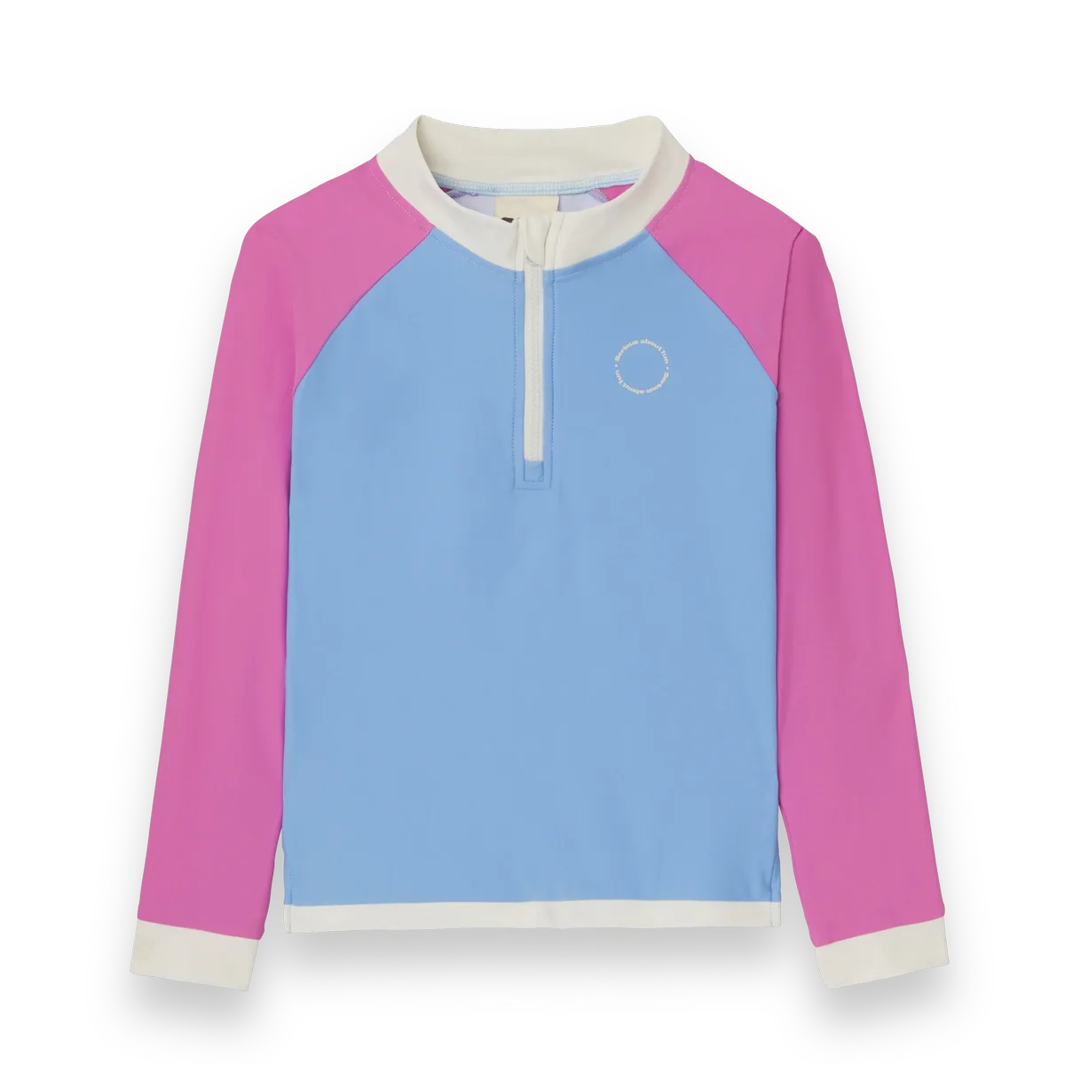 T-shirt anti-UV KI ET LA Violet Rose, certifié OEKO-TEX et GRS. Capteur UV, zip col, tissu recycle. Tailles 2-4 ans. Livraison en Suisse - Etoiles en portage