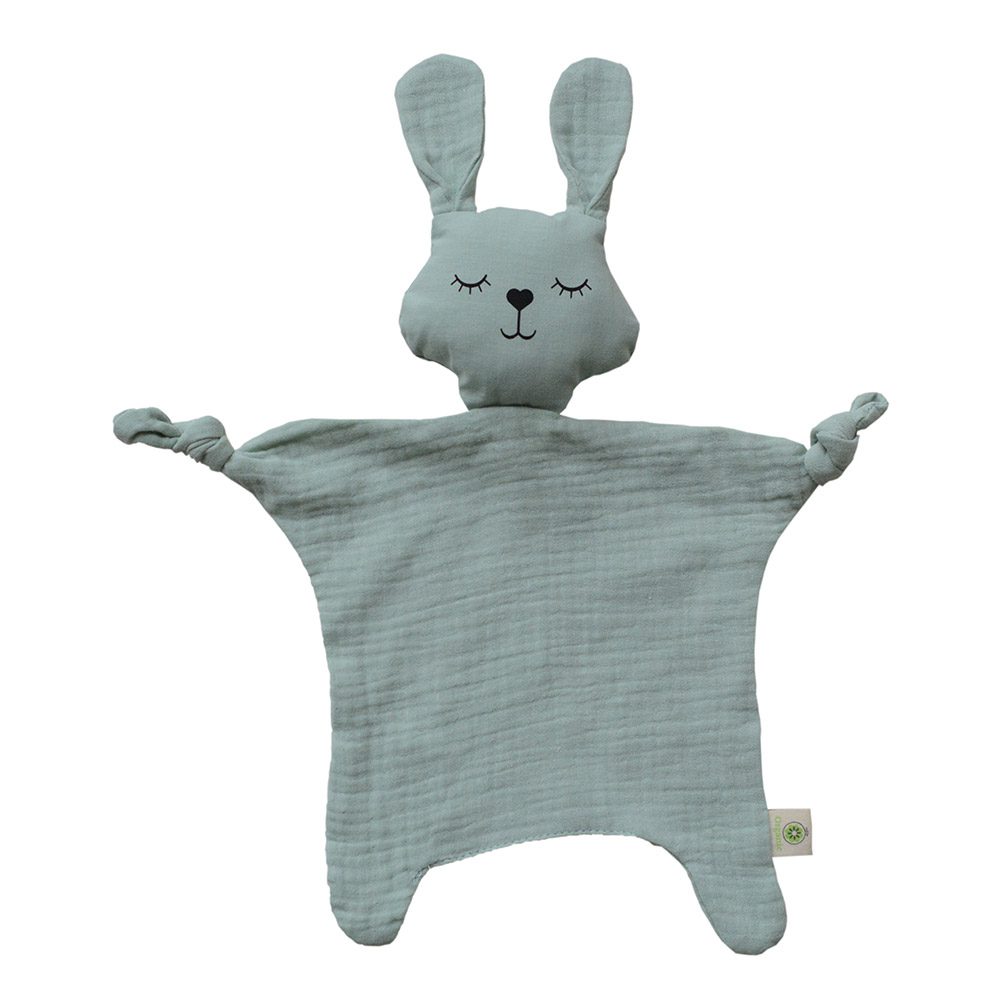 Doudou Lapin APUNT BARCELONA en double gaz de coton bio GOTS et rembourrage en fibre de maïs. Fabriqué en Espagne. Dès la naissance - Etoiles en portage