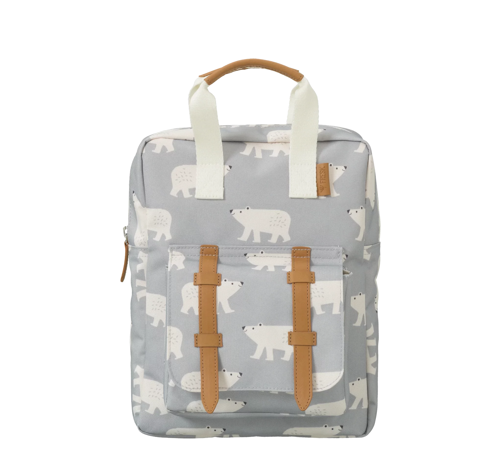 Sac à dos enfant FRESK Polar Bear en polyester recyclé. Léger, déperlant et idéal pour la crèche, la maternelle et les sorties. Livraison Suisse - Etoiles en portage