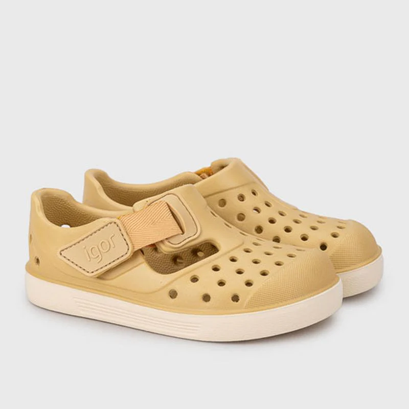 Sandales barefoot IGOR Malibu Dijon en EVA bleu océan, semelle zéro drop, du 22 au 28. Résistantes à l'eau, fait en Espagne. Livraison Suisse - Etoiles en portage
