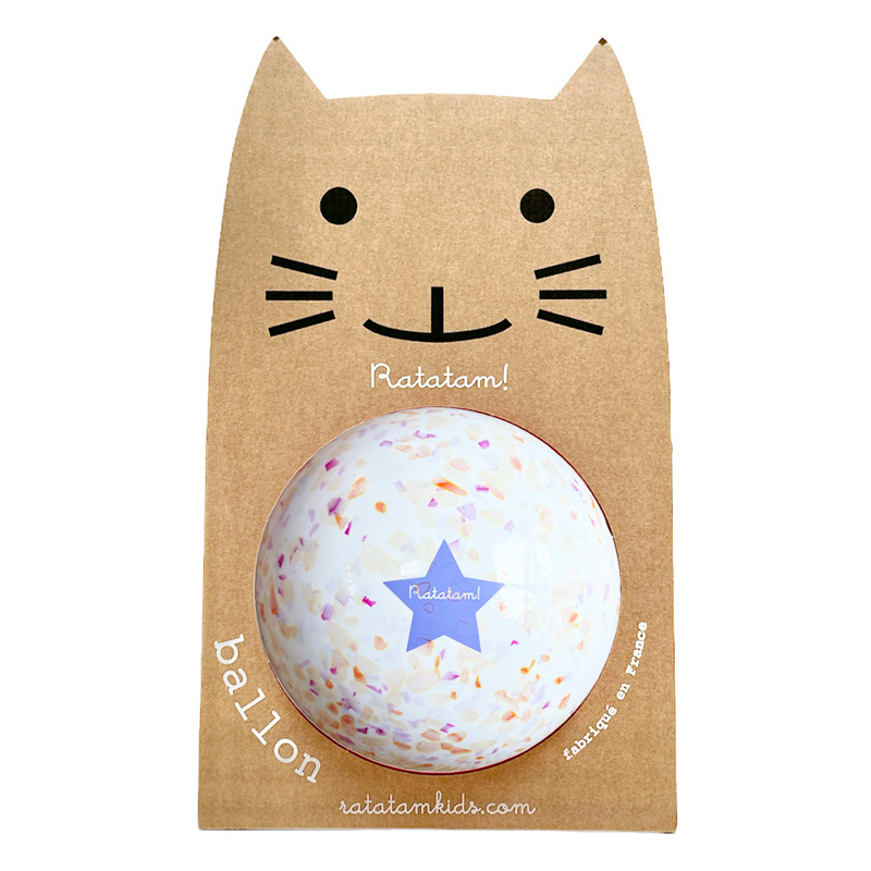 Grand ballon RATATAM 22cm Confetti fabriqué en France pour lancer, attraper, faire rouler ou faire rebondir. Coloré, original et durable. - Etoiles en portage