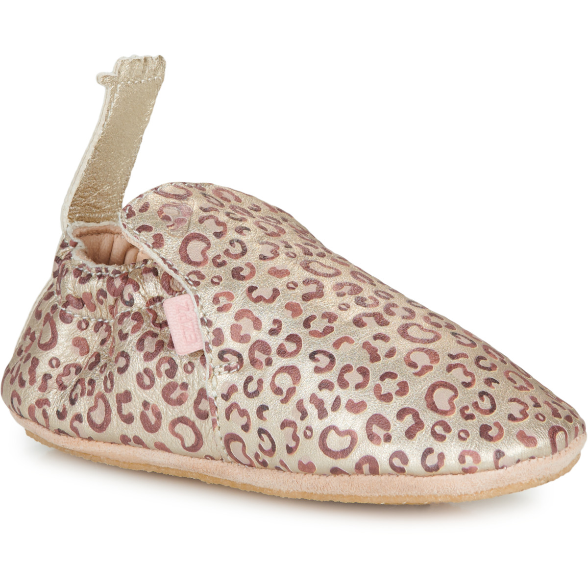 Chaussons cuir EASY PEASY My Blublu Doré : confortables et souples, parfaits pour la maison ou la crèche, et le bon développement des pieds - Etoiles en portage