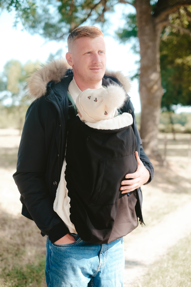 Couverture de portage NEOBULLE Noire 3 en 1, douce et chaude, pour porte-bébé, écharpe, sling, cosy et poussette, de la naissance à 2/3 ans - Etoiles en portage