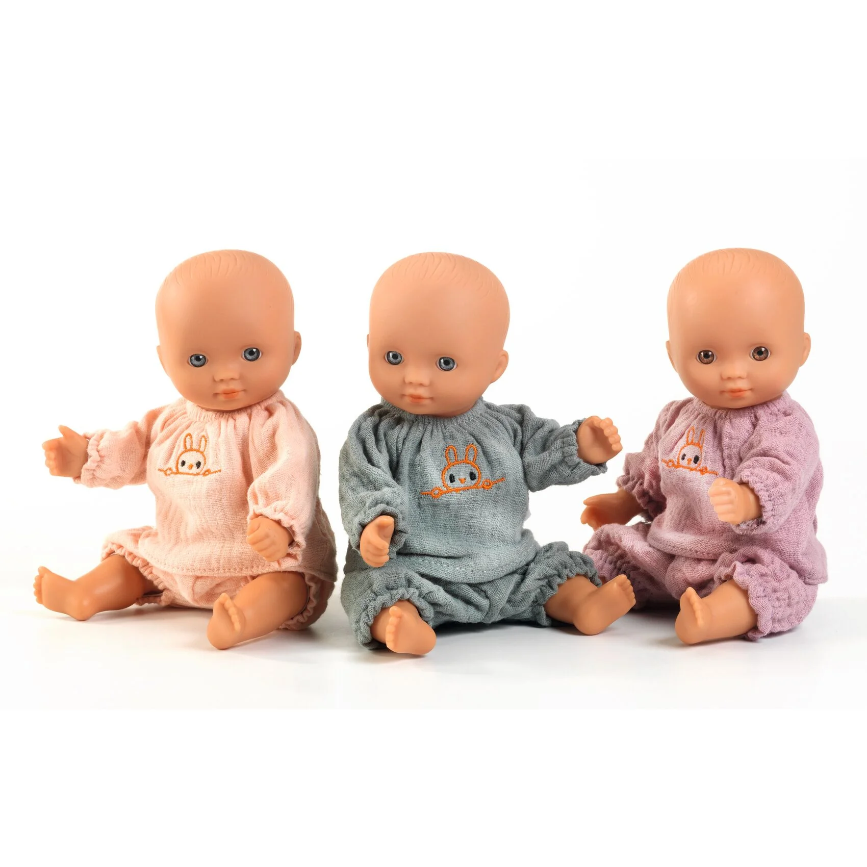 Poupée DJECO Mini Lola Ola Dina : petite poupée de 20 cm dès 18 mois, facile à manipuler et adaptée aux câlins, jeu symbolique et d'imagination - Etoiles en portage