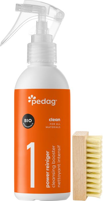 Kit nettoyage chaussures PEDAG Power Cleaner 200 ml avec brosse. Nettoie cuir, suède, textile et baskets avant leur entretien et protection - Etoiles en portage