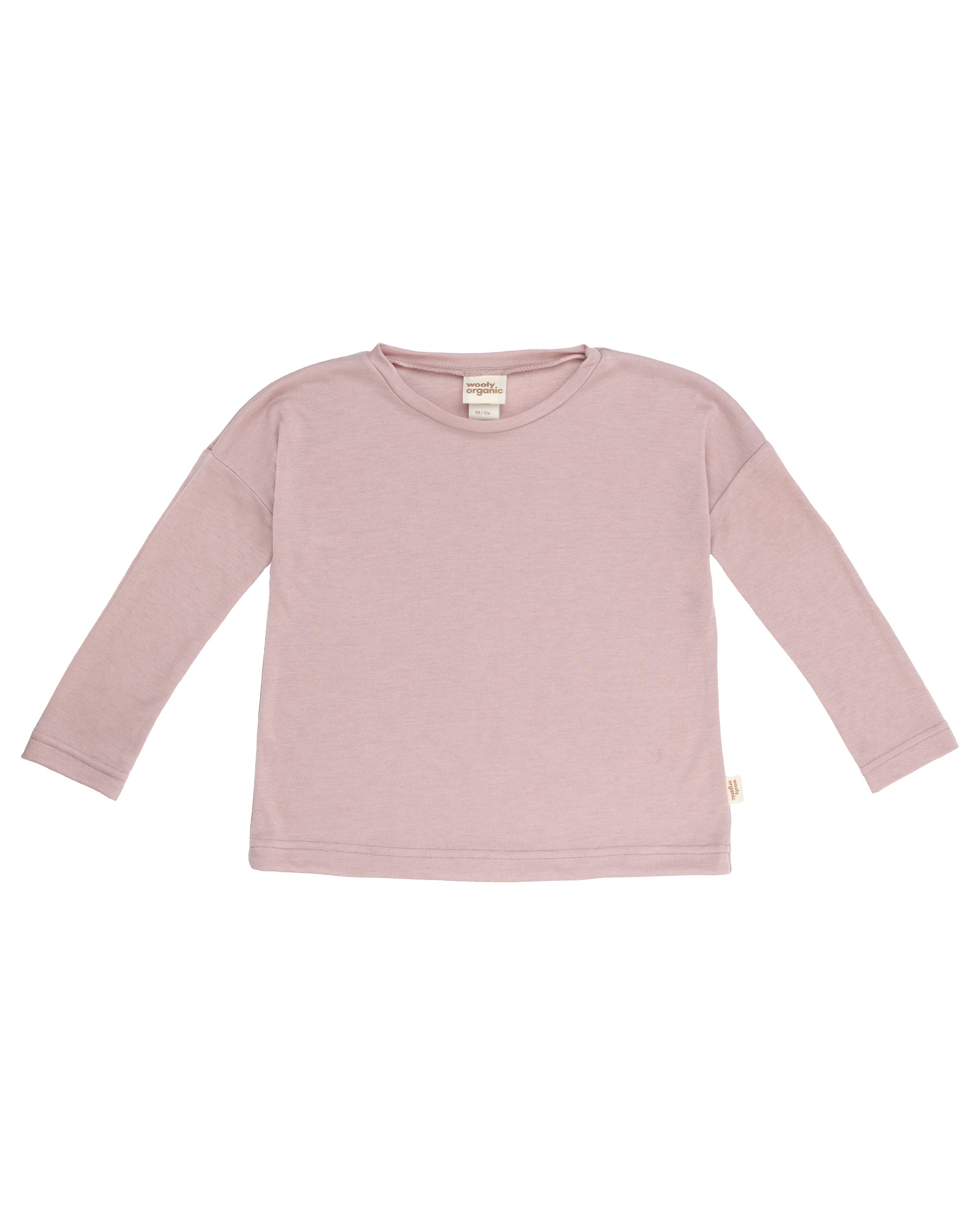 T-shirt Tencel Laine Mérinos WOOLY ORGANIC Pink Sand : un haut pour enfant doux, respirant et thermorégulateur, idéal en première couche - Etoiles en portage