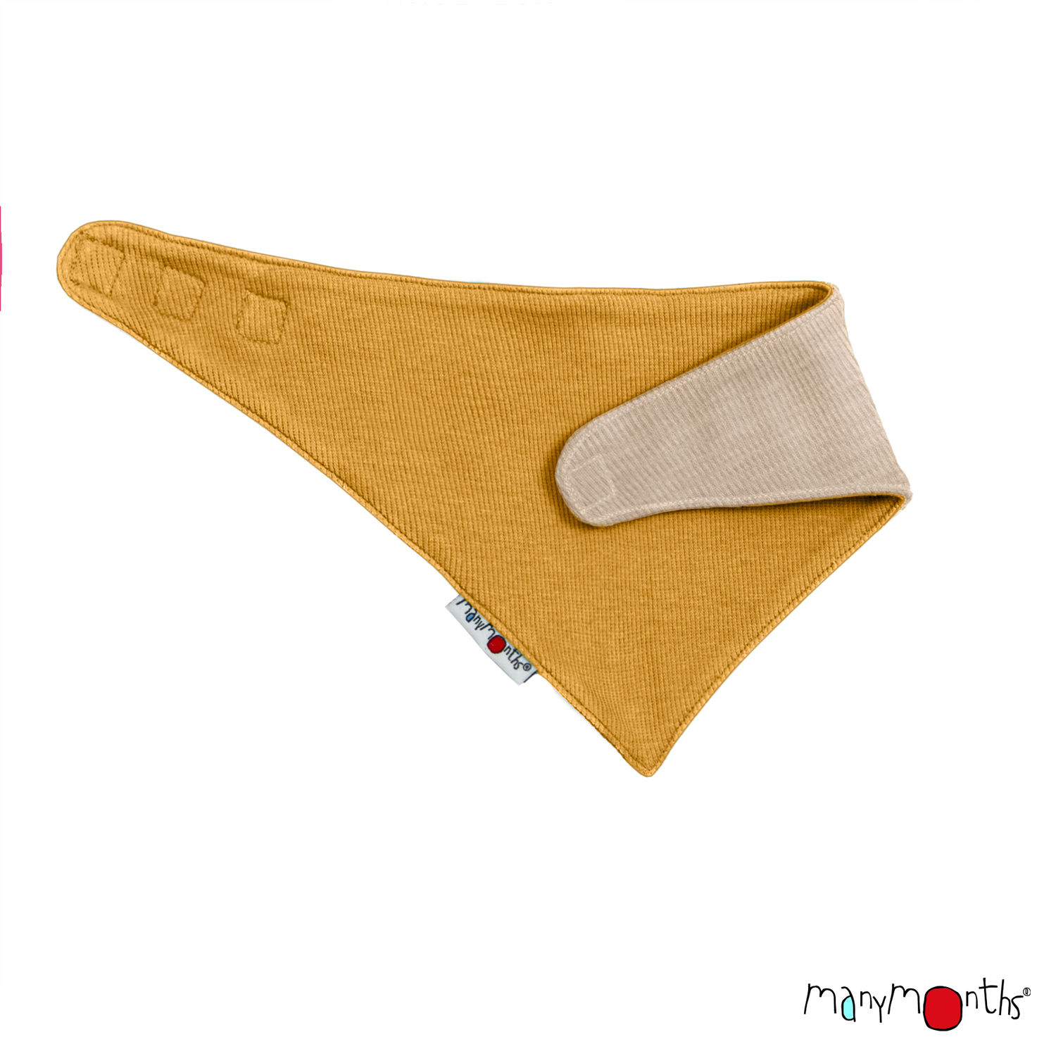 Bandana réversible laine mérinos MANYMONTHS pour bébé et enfant. Bavoir foulard réversible, double épaisseur et fermeture réglable - Etoiles en portage