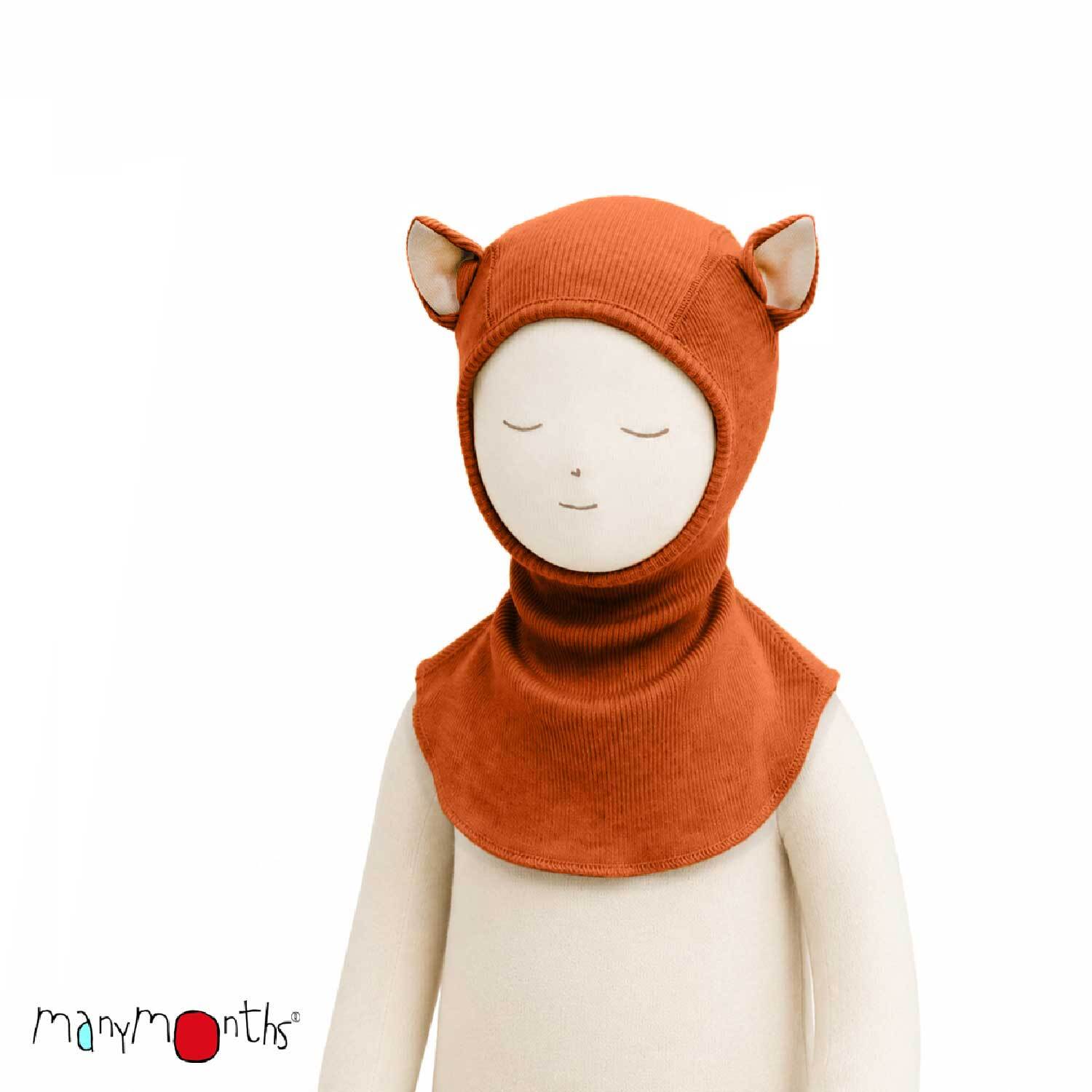 Cagoule évolutive renard laine mérinos MANYMONTHS. Évolutive, respirante et enveloppante, elle protège bébé du froid en hiver et en portage - Etoiles en portage