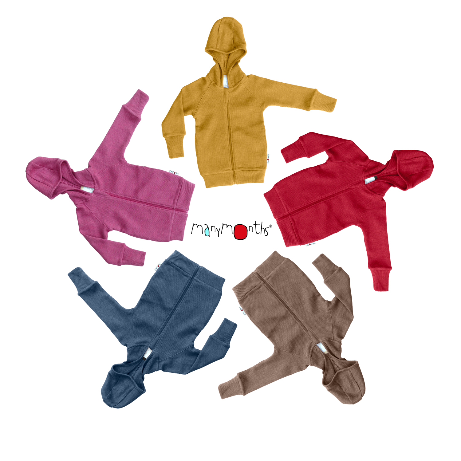 Gilet à capuche zippé laine mérinos MANYMONTHS pour bébé et enfant. Capuche, poches et manches ajustables : une pull évolutif et confortable - Etoiles en portage