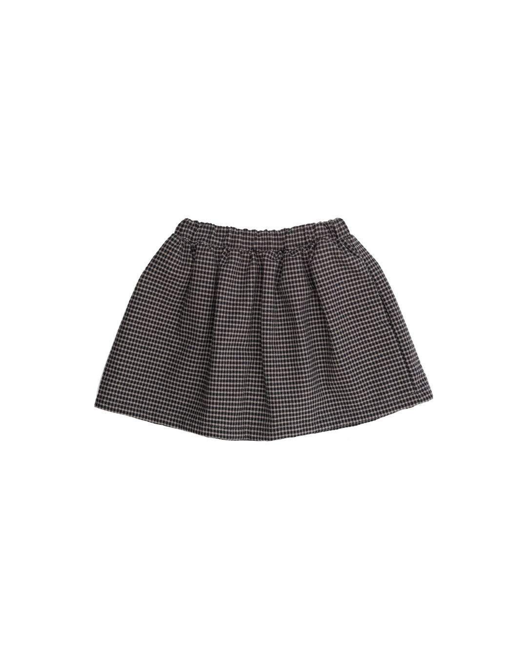 Jupe enfant WOOLY ORGANIC Checks en coton biologique GOTS. Taille élastiquée et poches latérales. Douce et facile à porter - Etoiles en portage