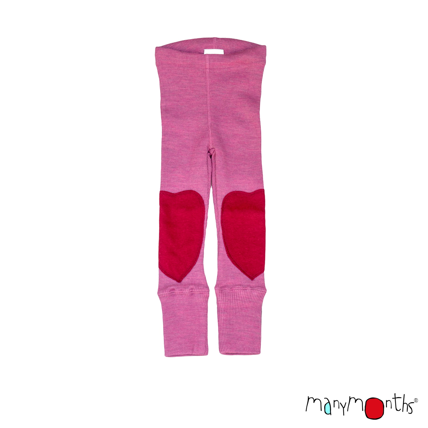 Leggings évolutif patches cœur laine mérinos MANYMONTHS : taille ajustable, maille chaude et renforts en chanvre et coton bio - Etoiles en portage