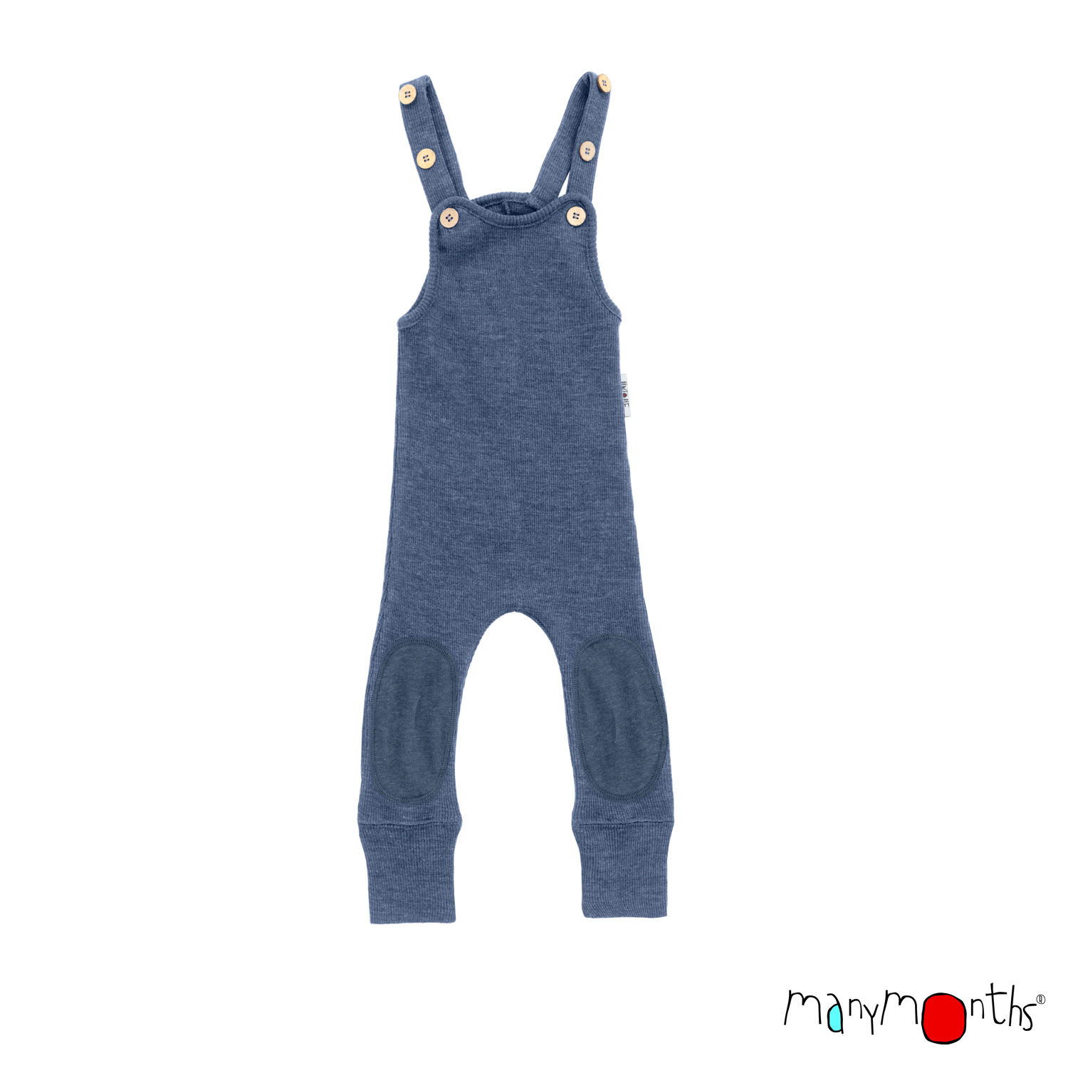 Salopette évolutive laine mérinos MANYMONTHS pour bébé. Bretelles réglables, jambes ajustables et renforts aux genoux en chanvre - Etoiles en portage