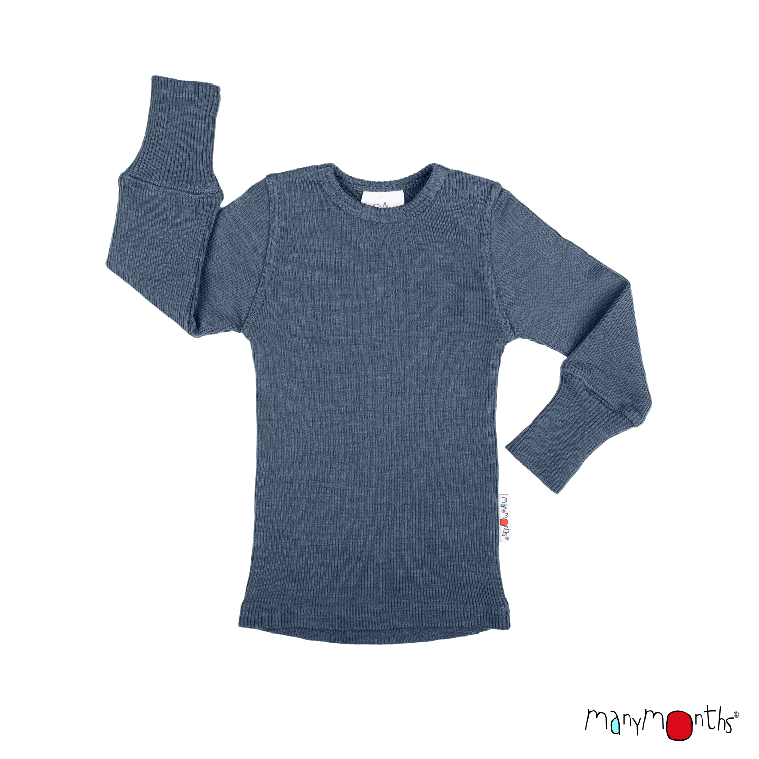T-shirt enfant laine mérinos MANYMONTHS : évolutif, manches repliables, ouverture à l’épaule et confort thermique en toute saison - Etoile en portage